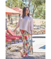 Bryn Walker Osca Fiori Silk Wide Leg Pull-On Pants