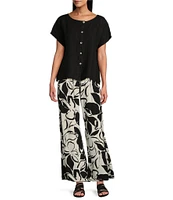 Bryn Walker Osca Flower Petal Print Wide-Leg Pull-On Pants