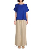 Bryn Walker Osca Light Linen Wide-Leg Pull-On Pants