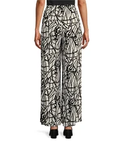 Bryn Walker Osca Netta Print Rayon Crepe Elastic Waist Wide Leg Pants