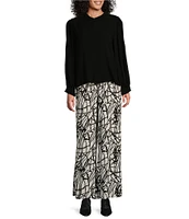 Bryn Walker Osca Netta Print Rayon Crepe Elastic Waist Wide Leg Pants