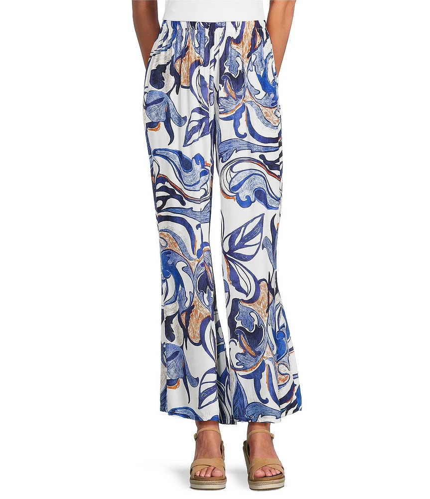 Bryn Walker Osca Printed Elastic Waist Wide Leg Pull-On Pants