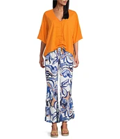 Bryn Walker Osca Printed Elastic Waist Wide Leg Pull-On Pants