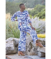Bryn Walker Osca Printed Elastic Waist Wide Leg Pull-On Pants