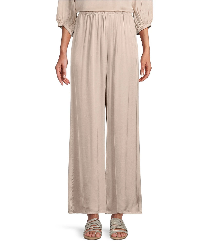 Bryn Walker Osca Viscose Satin Wide Leg Pull-On Pants