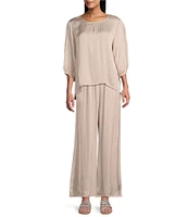 Bryn Walker Osca Viscose Satin Wide Leg Pull-On Pants