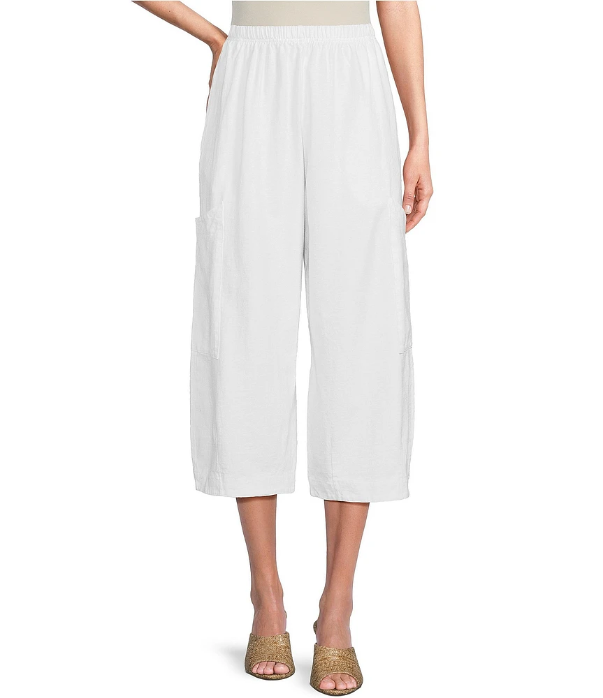 Bryn Walker Pasha Cotton Jersey Patch Pocket Oversized Wide-Leg Pull-On Cropped Pants