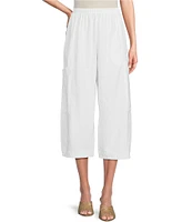 Bryn Walker Pasha Cotton Jersey Patch Pocket Oversized Wide-Leg Pull-On Cropped Pants