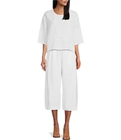 Bryn Walker Pasha Cotton Jersey Patch Pocket Oversized Wide-Leg Pull-On Cropped Pants