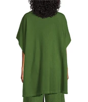 Bryn Walker Pip Bamboo Fleece Mock Neck Cap Sleeve Oversized Poncho