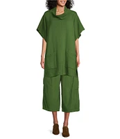 Bryn Walker Pip Bamboo Fleece Mock Neck Cap Sleeve Oversized Poncho