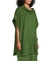 Bryn Walker Pip Bamboo Fleece Mock Neck Cap Sleeve Oversized Poncho