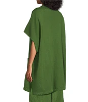 Bryn Walker Pip Bamboo Fleece Mock Neck Cap Sleeve Oversized Poncho