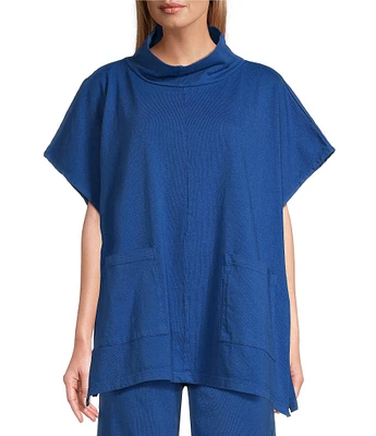 Bryn Walker Pip Cotton Jersey Mock Cowl Neck Elongated Cap Sleeve Poncho Top