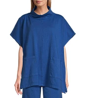 Bryn Walker Pip Cotton Jersey Mock Cowl Neck Elongated Cap Sleeve Poncho Top