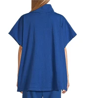 Bryn Walker Pip Cotton Jersey Mock Cowl Neck Elongated Cap Sleeve Poncho Top