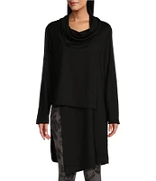 Bryn Walker Pita Modal Ponte Cowl Neck Long Sleeve Asymmetrical Front Peak Tunic