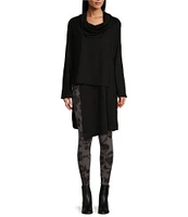 Bryn Walker Pita Modal Ponte Cowl Neck Long Sleeve Asymmetrical Front Peak Tunic