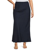 Bryn Walker Plus Bias Light Linen A-Line Pull-On Long Skirt