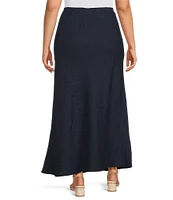 Bryn Walker Plus Bias Light Linen A-Line Pull-On Long Skirt