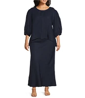 Bryn Walker Plus Bias Light Linen A-Line Pull-On Long Skirt