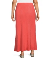 Bryn Walker Plus Light Linen Elastic Waist A-line Pull-On Skirt