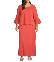 Bryn Walker Plus Light Linen Elastic Waist A-line Pull-On Skirt