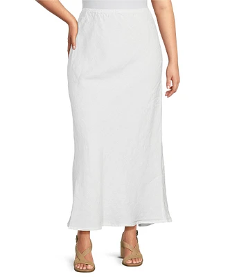 Bryn Walker Plus Light Linen Elastic Waist A-Line Skirt