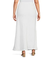 Bryn Walker Plus Light Linen Elastic Waist A-Line Skirt