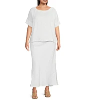 Bryn Walker Plus Light Linen Elastic Waist A-Line Skirt