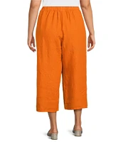 Bryn Walker Plus Light Linen Elastic Waist Wide Leg Pants