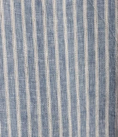 Bryn Walker Plus Lucien Stripe Linen Round Neck 3/4 Balloon Sleeve Dress