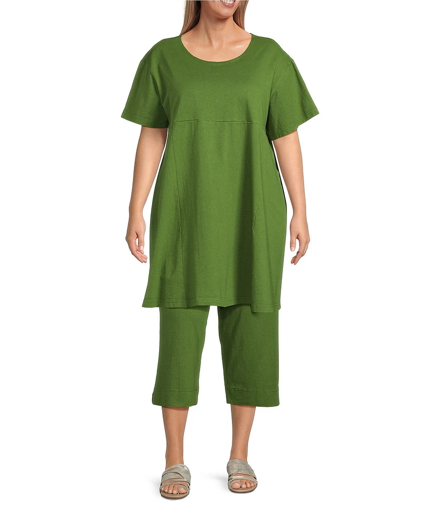 Bryn Walker Plus Mara Cotton Jersey Round Neck Short Sleeve Tunic