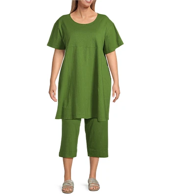 Bryn Walker Plus Mara Cotton Jersey Round Neck Short Sleeve Tunic