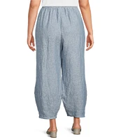 Bryn Walker Plus Oliver Cross-Dyed Linen Elastic Waist Lantern Pull-On Pants