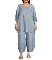 Bryn Walker Plus Oliver Cross-Dyed Linen Elastic Waist Lantern Pull-On Pants