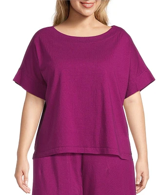 Bryn Walker Plus Orla Cotton Jersey Round Neck Short Sleeve Shirt