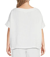 Bryn Walker Plus Orla Light Linen Boat Neck Short Sleeve Shirt