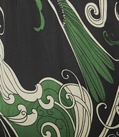 Bryn Walker Plus Osca Giardina Printed Viscose Satin Elastic Waist Full Wide Leg Coordinating Pants