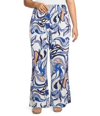 Bryn Walker Plus Osca Printed Elastic Waist Wide Leg Pull-On Pants