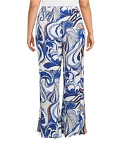 Bryn Walker Plus Osca Printed Elastic Waist Wide Leg Pull-On Pants