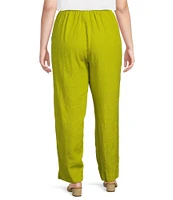 Bryn Walker Plus Size Anka Light Linen Straight Leg Coordinating Pull-On Pants