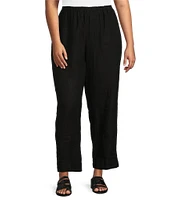 Bryn Walker Plus Size Anka Light Linen Straight Leg Pull-On Pants