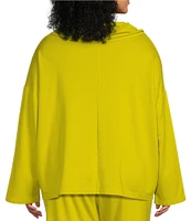 Bryn Walker Plus Size Bamboo French Terry Cowl Neck Long Sleeve Ruched Seam Top