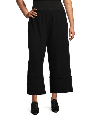 Bryn Walker Plus Size Bamboo French Terry Elastic Waist Wide Leg Cropped Pants