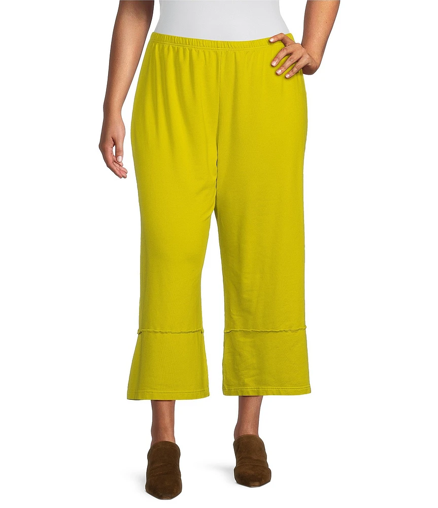 Bryn Walker Plus Size Bamboo French Terry Elastic Waist Wide Leg Cropped Pants