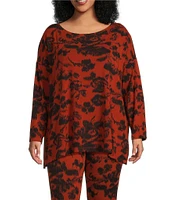 Bryn Walker Plus Size Bex Floral Print Boat Neck Long Sleeve Top