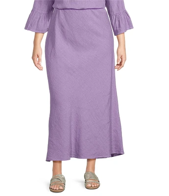 Bryn Walker Plus Size Bias Light Linen A-Line Pull-On Long Skirt
