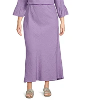 Bryn Walker Plus Size Bias Light Linen A-Line Pull-On Long Skirt