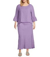 Bryn Walker Plus Size Bias Light Linen A-Line Pull-On Long Skirt